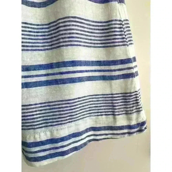 J Crew Wmns Sz 0 Boardwalk Linen Skirt Blue White Stripe A-line Casual Summer - Picture 7 of 15
